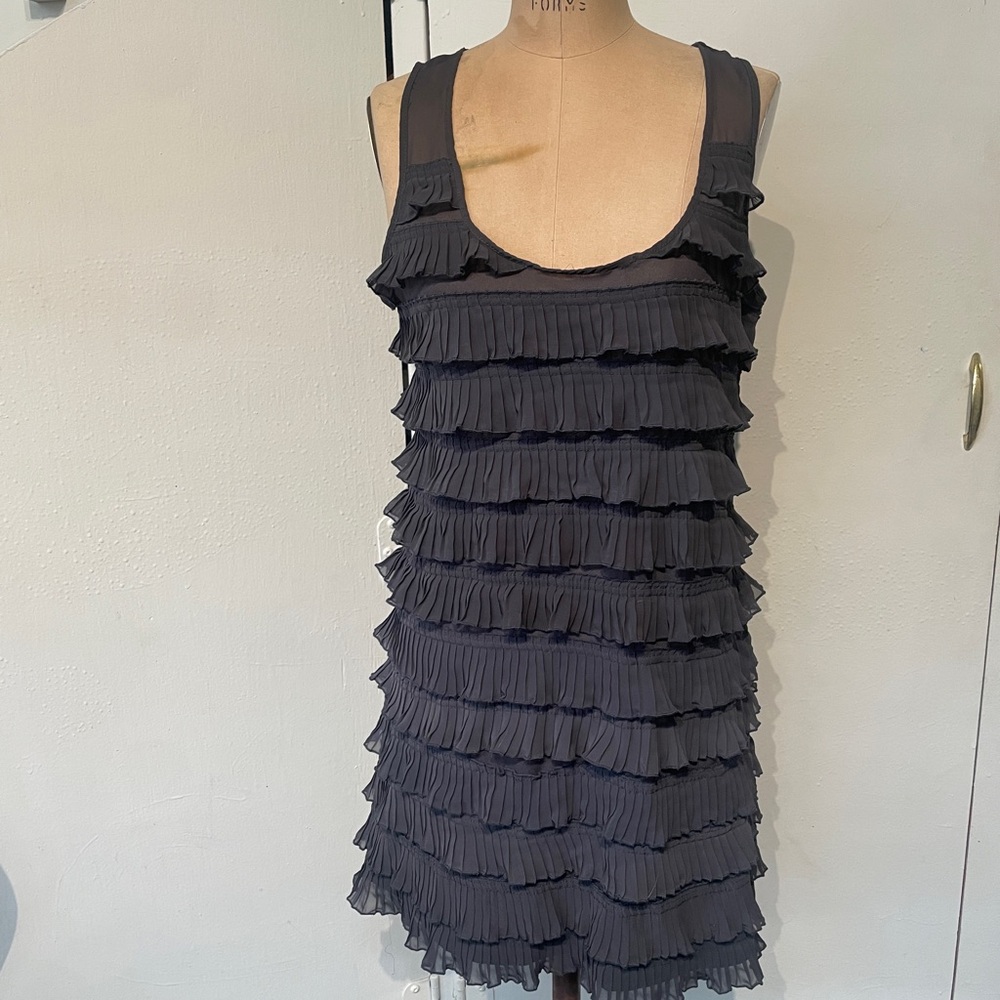 Modern flapper ruffle mini H&M M little grey - black dress 1920s inspired Y2K